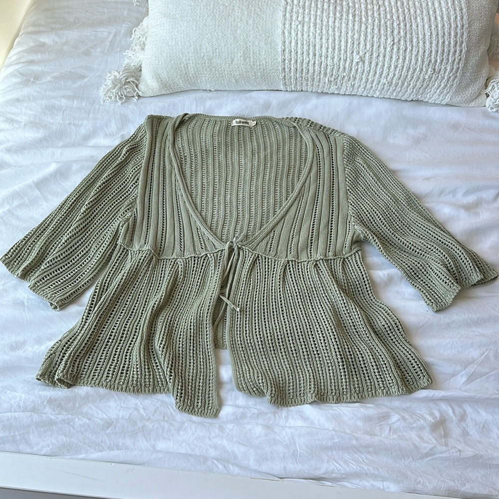 Djerf Avenue soft green crochet tie top, size 3X